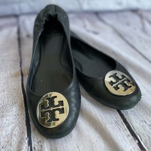Tory Burch black and silver ballet flat